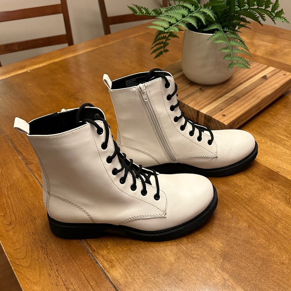 White Combat Boots